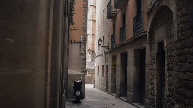 Gothic Quarter narrow street in Barcelona