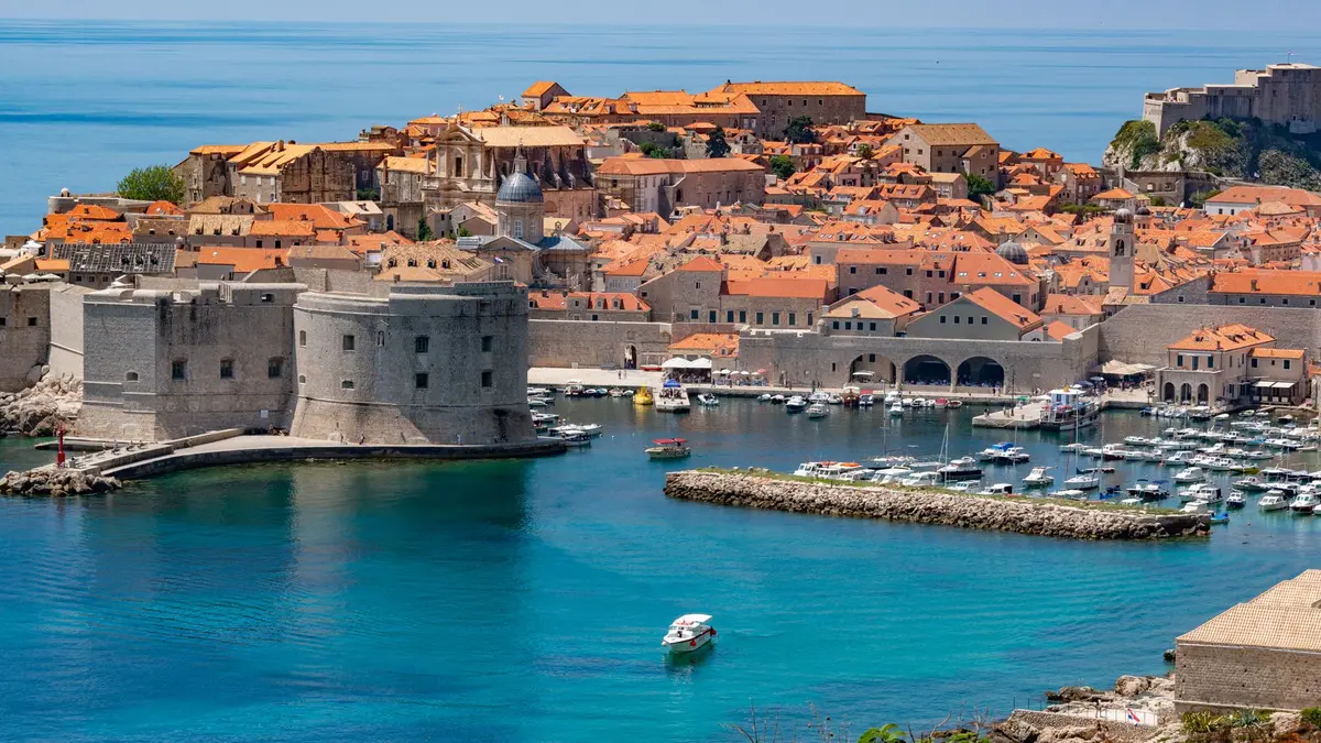 Turquoise Adriatic sea with Croatian islands