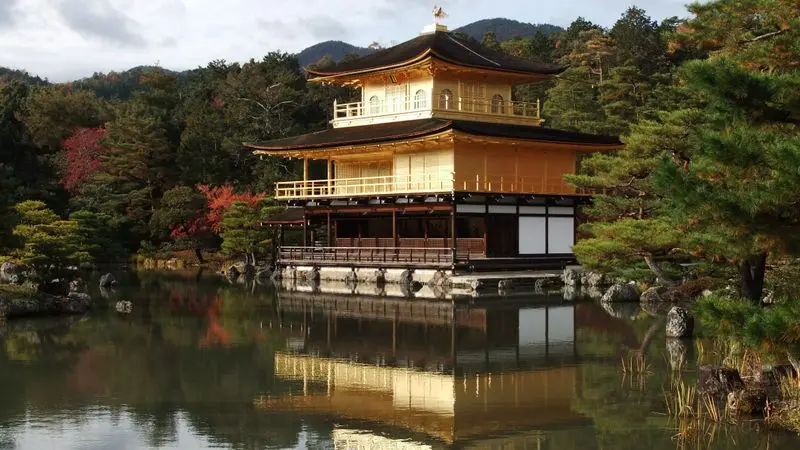 Kinkaku-ji Golden Pavilion reflected in the mirror pond