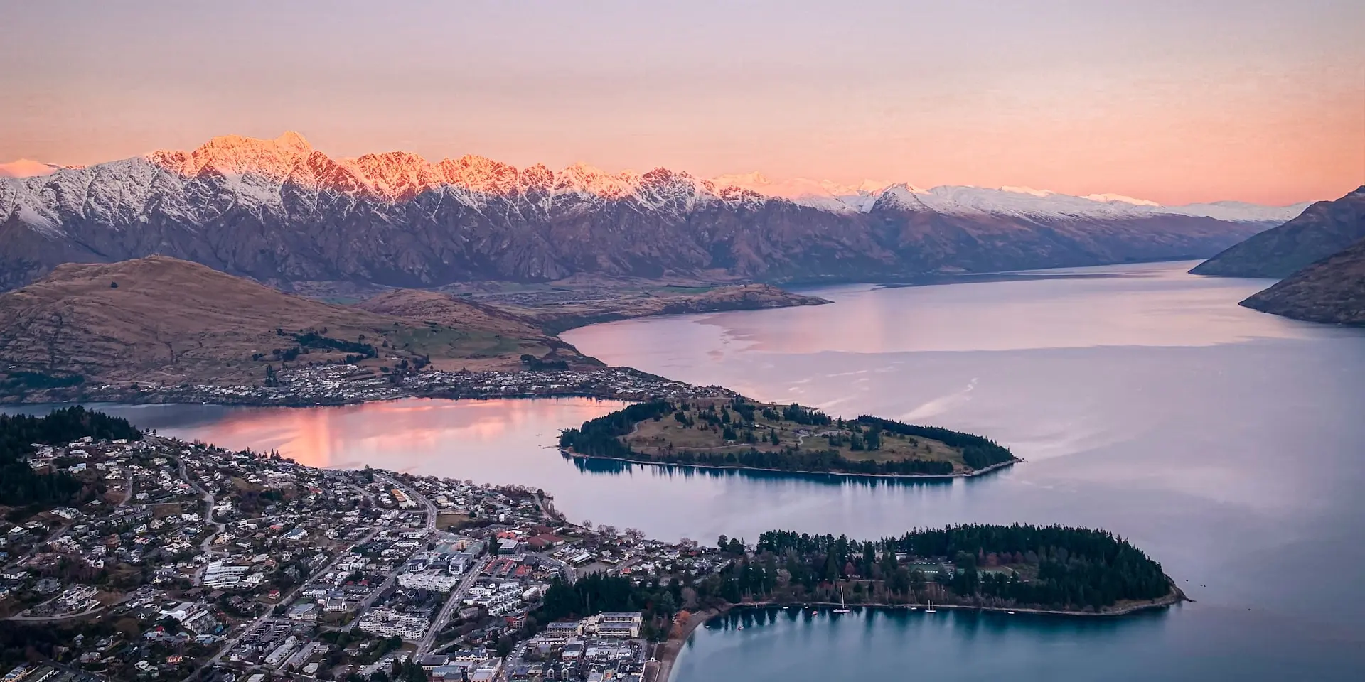 Queenstown lakefront with The Remarkables mountains